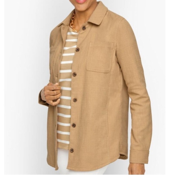 Talbots Sand Castle Tan Textured Shirt Jacket Size 1X - Picture 1 of 7